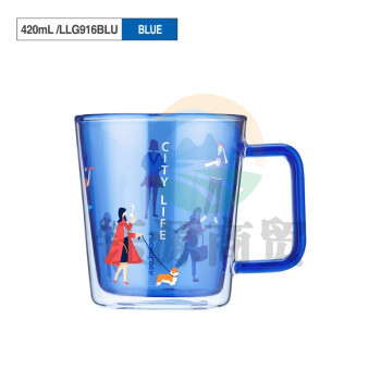 乐扣乐扣LLG916 城市生活玻璃杯双层水杯 简约马克杯泡茶杯420ML