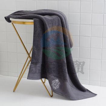 洁丽雅（Grace）纯棉抗菌防螨浴巾刺绣高档强吸水柔软亲肤加大加厚浴巾 80*150cm '深灰 800g