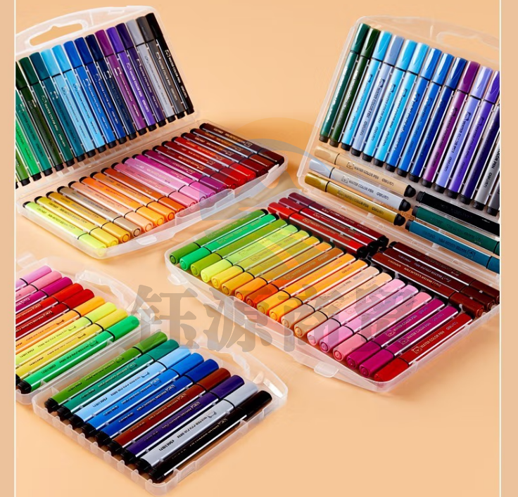 得力HM512-12_PP盒装萌咿滑雪粗圆杆食品级水彩笔(混)(盒)