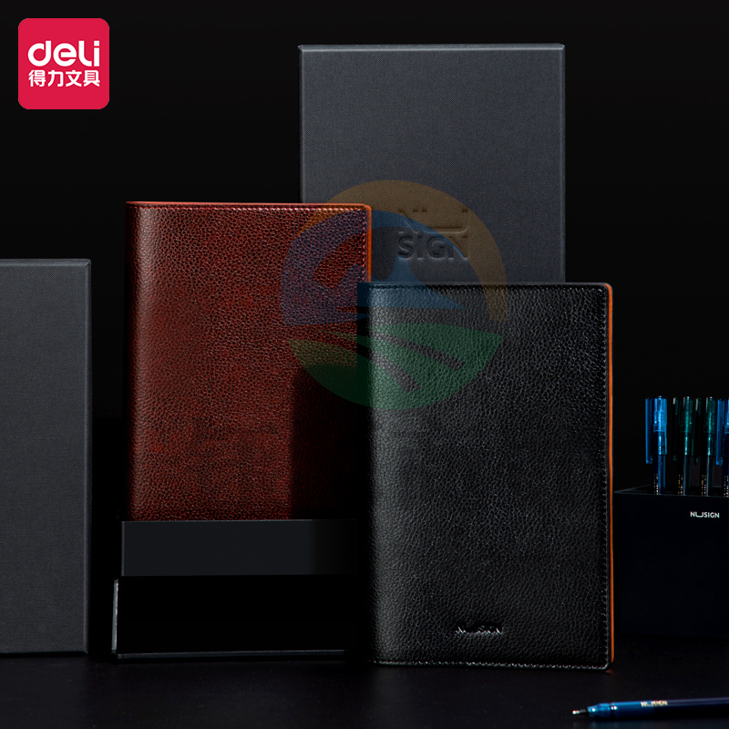 纽赛NS259 A5超纤肤感笔记本 意大利特厚纸张记事本礼盒装 黑棕随机