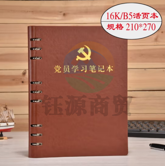 活页本党支部谈心谈话记录本B5 党员学习笔记本 棕色 带党徽