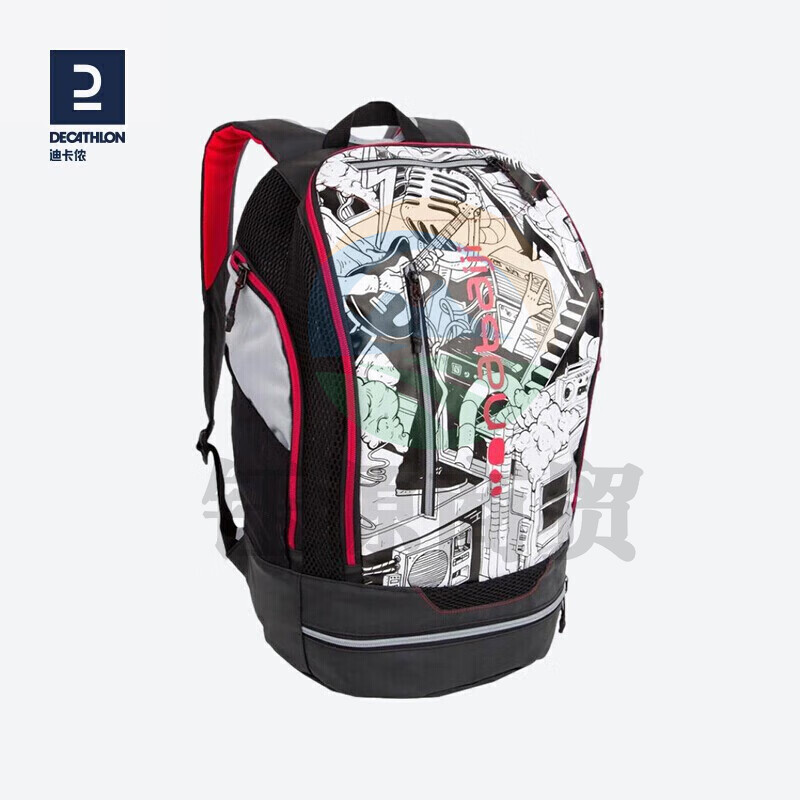迪卡侬 干湿分离游泳包男背包女防水大容量27L双肩包书包儿童NABD27L黑白涂鸦-2747880