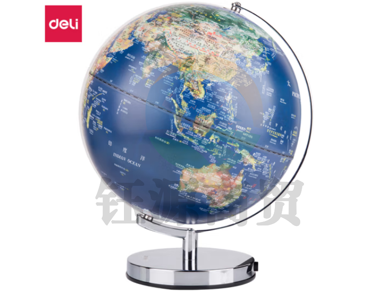 得力(deli)2164直径25cmLED灯立体浮雕地球仪(蓝色)(台)