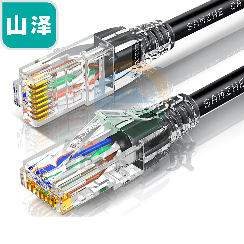 山泽(SAMZHE)六类千兆网线FLUKE测试0.5米黑色CAT6类纯铜跳线电脑路由器电视盒宽带网络连接线HWX05