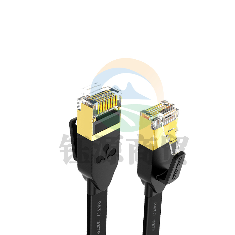 山泽(SAMZHE)七类CAT7类扁平网线镀金屏蔽双绞网络连接线电脑网络跳线7类成品网线黑色5米CAT-705C