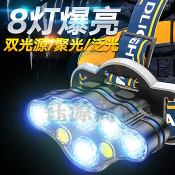 微笑鲨K008 头灯强光超长续航户外钓鱼赶海超亮远射泛光充电矿灯防水