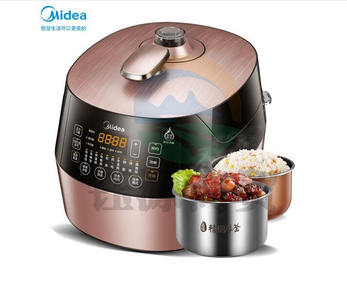 美的 SS5057P 电压力锅5L 380*298*288 棕色 电压力锅家用智能电高压锅电压力煲 一锅双胆
