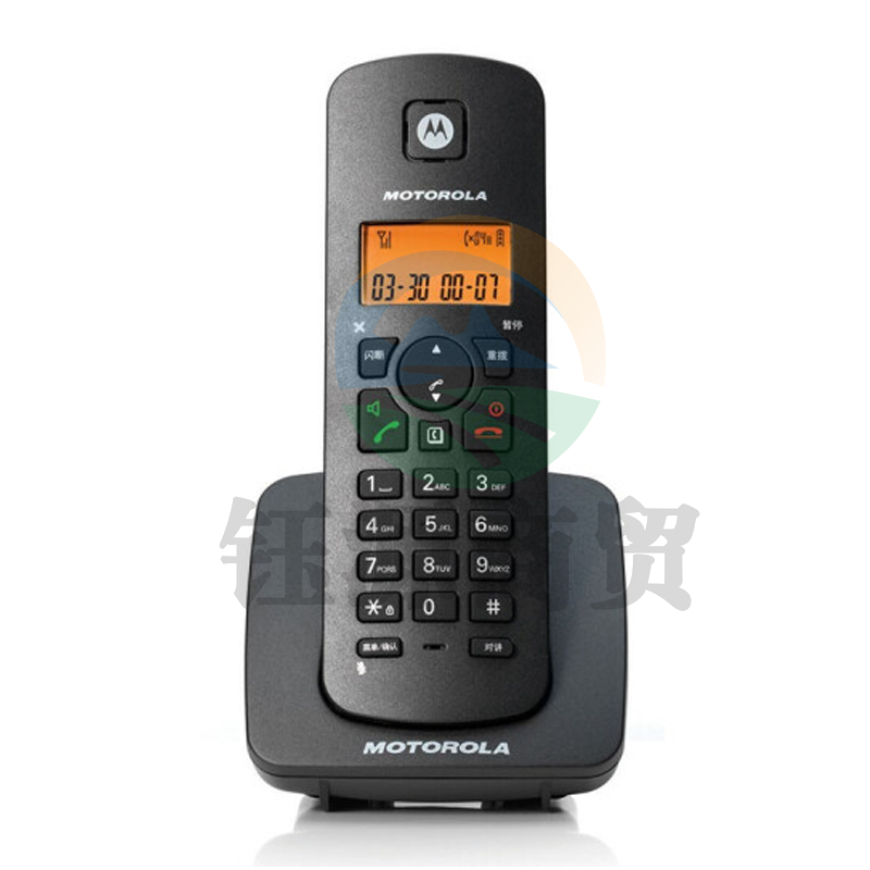 摩托罗拉(Motorola)C4202LC 数字无绳电话机 无线座机 子母机一拖二 办公家用 免提 来电显示 低辐射（黑色）