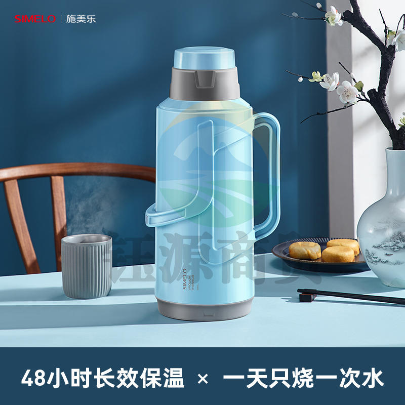 SIMELO施美乐印象京都明月保温瓶玻璃内胆热水壶宿舍热水瓶2L典雅蓝