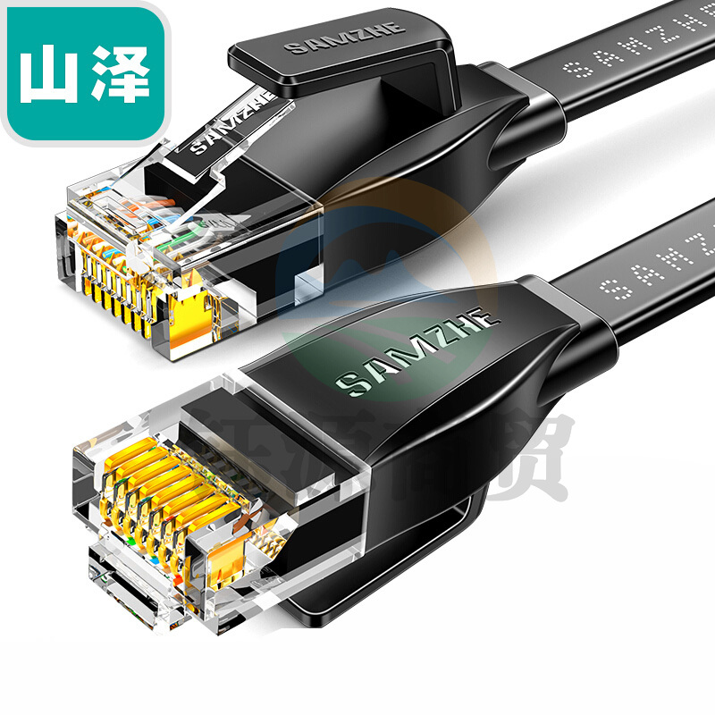 山泽(SAMZHE)六类网线 CAT6类千兆无氧铜扁平网线 电脑/家装/宽带网络连接跳线 黑色30米HBP630匹配路由器