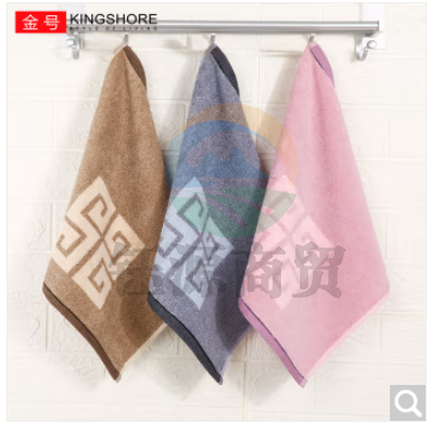金号 毛巾家纺 儿童毛巾 纯棉经典回字纹方巾灰/棕/紫混色3条装 36*35cm