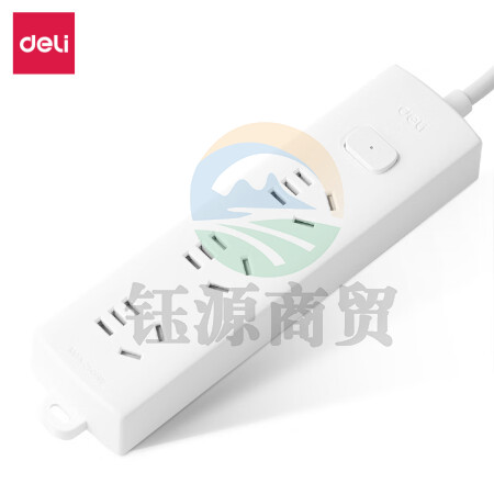 得力（deli） 插座插排插板电源插线板 莹白系列延长线插座 3组 1.8米 LX112(1.8)     bwsj-230702104650