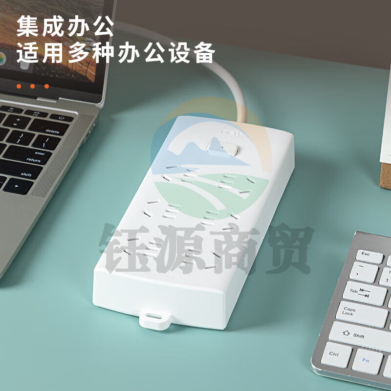 得力LX114(1.8)莹白系列延长线插座_6组_1.8米_PE袋装(白)(个)