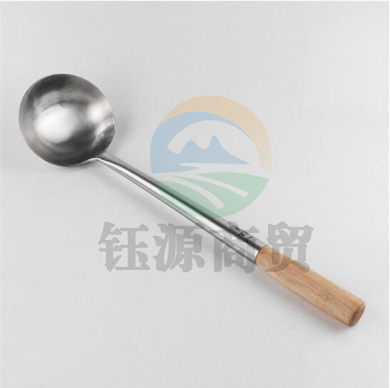 不锈钢炒菜勺 木把勺