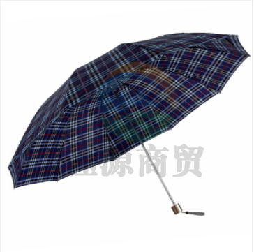 天堂伞 加固三折全钢晴雨伞3309E格016兰格