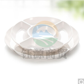 酒店餐具家用菜盘拼盘分格圆盘密胺脂水果盘 P00001-10 密胺脂 快餐盘子 (10个起售)