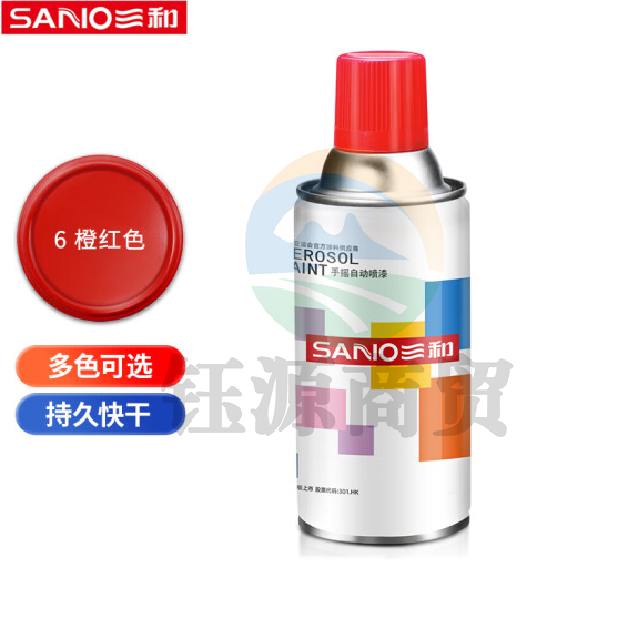 三和(SANVO)J2A6-60-235 普通自喷漆手喷漆 工业防腐金属防锈漆 汽车轮毂改色划痕修复自动喷漆350ML 橙红色