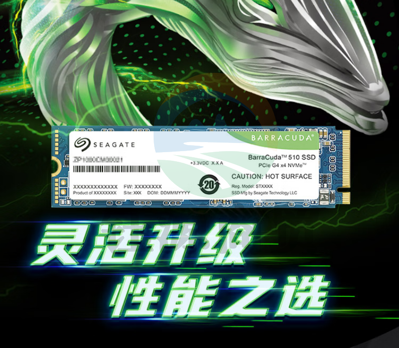希捷（Seagate) 500GB SSD固态硬盘 M.2（NVMe协议）酷鱼BC510 高速PCIe Gen 4.0*4 四通道 ZP500CM3A021