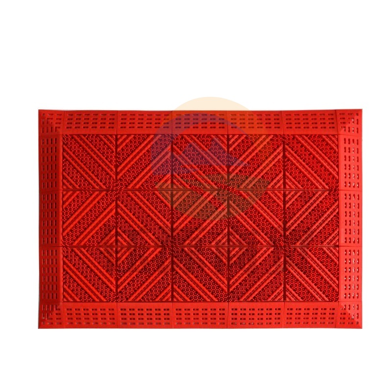 安赛瑞 室外镂空除尘地垫 EVA拼接除尘地垫 拼接式刮泥防滑脚垫 红色 60×120×2.5cm 23344