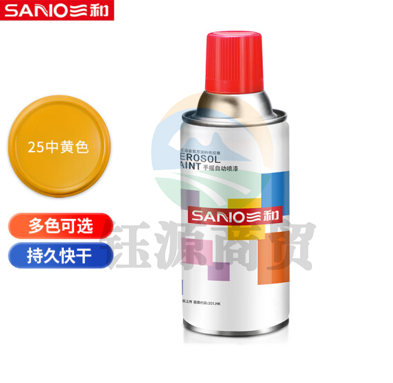 三和(SANVO)J2A25-60-235 普通自喷漆手喷漆 工业防腐金属防锈漆 汽车轮毂改色划痕修复自动喷漆350ML 中黄色