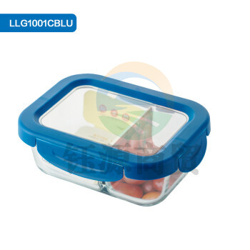 乐扣乐扣（LOCK&LOCK）LLG1001CBLU 清透保鲜盒 高颜值耐热玻璃密封可拆卸透明盖微波炉冰箱分隔饭盒-2分隔580ML蓝