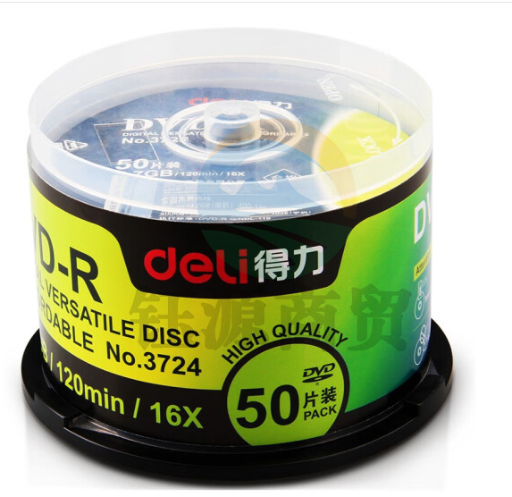 得力(deli) 3724-DVD-R 刻录光盘 50片/筒 单位：筒雾 银 120mm