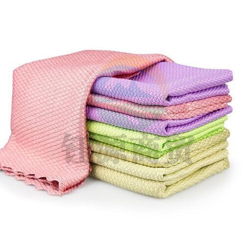 冰禹 BYyc-219 鱼鳞抹布加厚厨房清洁巾百洁布30*40(10条)颜色随机混搭