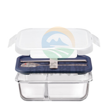 乐扣乐扣（LOCK&LOCK)LLG991CLNVY 玻璃饭盒分隔带餐具保鲜盒微波炉930ml盒上班族便当盒（2分隔930ML)深蓝色