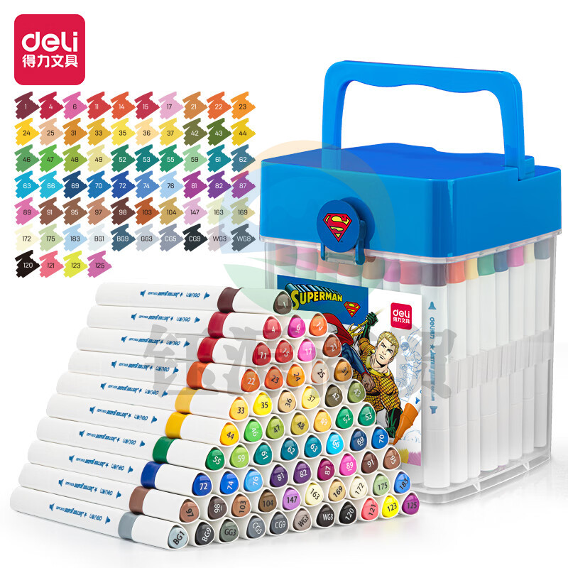 得力（deli）正义联盟水性马克笔64色 双头三角杆 HM103-64