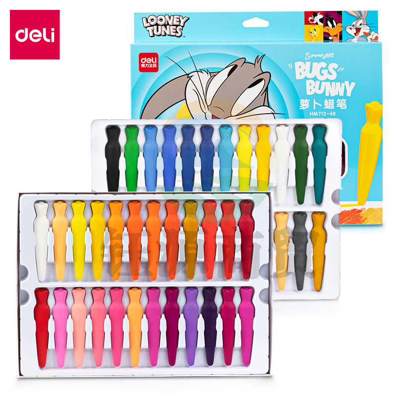 得力HM712-48_48色兔巴哥萝卜蜡笔(混)(彩盒装)