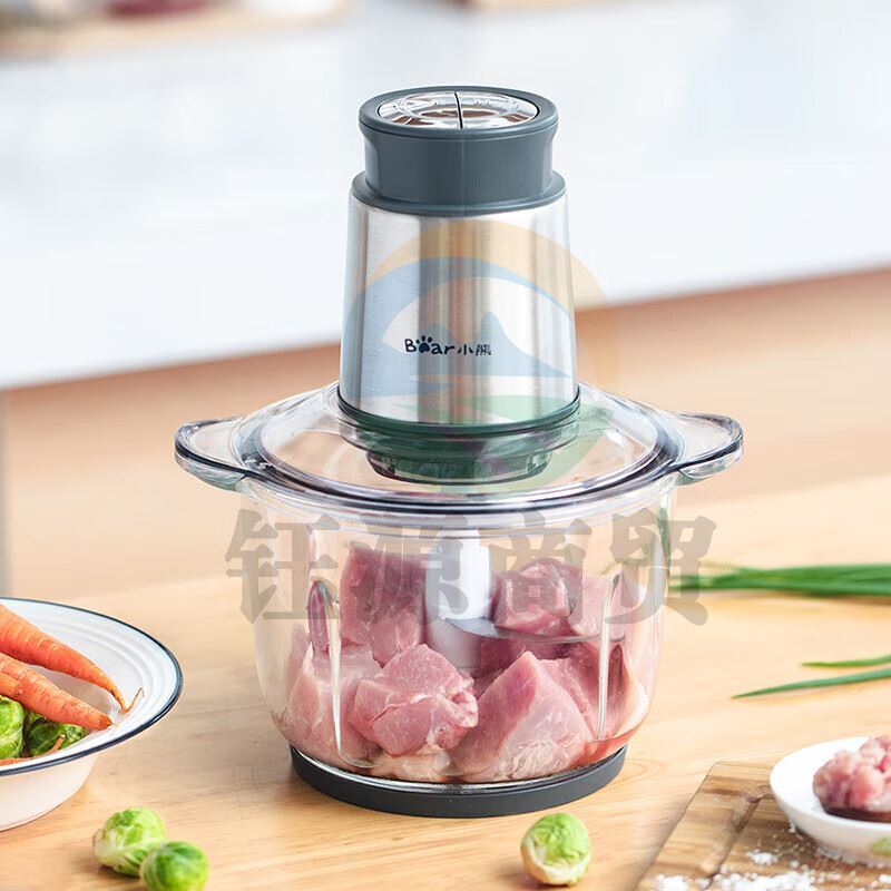 小熊（Bear） 绞肉机 家用电动不锈钢搅拌机绞馅机切碎肉机辅食料理机绞菜打蒜机 QSJ-B03Y7 灰色