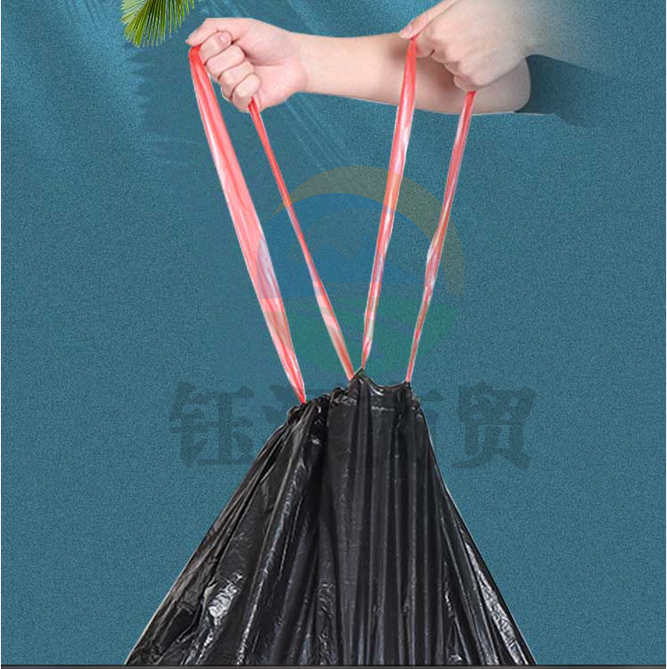 利得抽绳物业垃圾袋商用特大号 加厚黑色抽绳90*100*20只