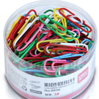 得力0038彩色回形针(混)(160枚/筒)