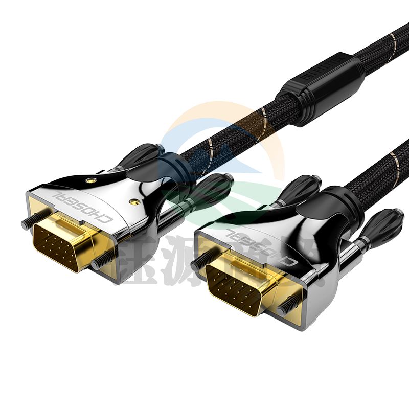 秋叶原（CHOSEAL）QS0005T20 VGA(3+6) 工程级电脑电视投影仪带屏蔽网带磁环视频线 20米