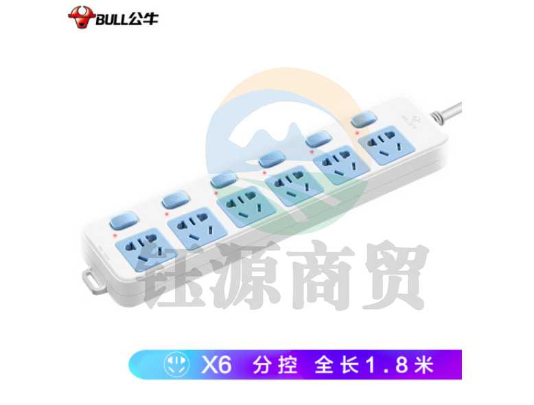 公牛（BULL）GN-317插座 6位分控1.8米
