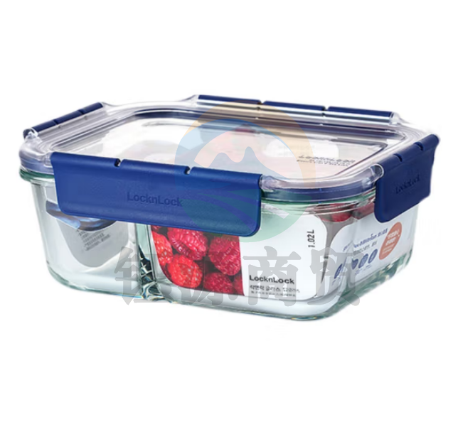 乐扣乐扣（LOCK&LOCK）LBG454 玻璃保鲜盒饭盒上班族可微波炉加热分隔餐盒水果便当盒 长1.6L