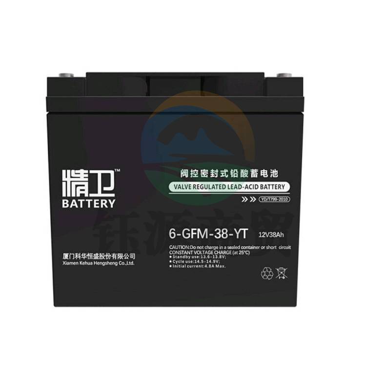 科华精卫蓄电池6-GFM-38-YT铅酸免维护UPS电源专用12V38AH电池