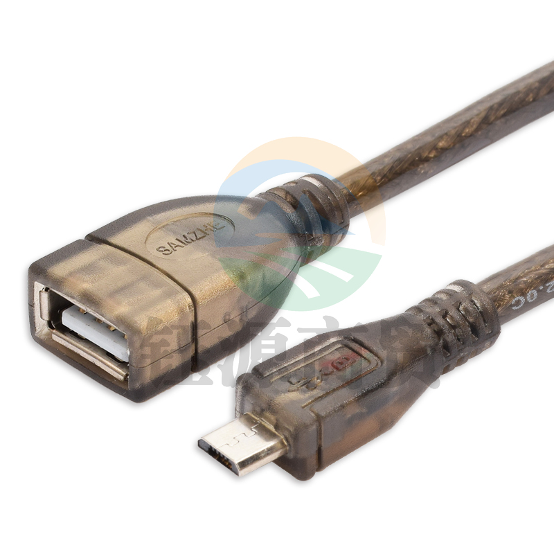 山泽（SAMZHE） OTG-020A USB2.0高速数据线 AF/Micro 透明黑直头0.2M （两条装）