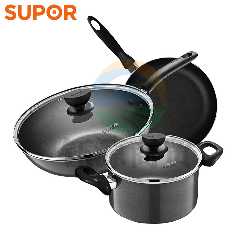 苏泊尔TP1617K 炫彩不粘锅具三件套 32CM炒锅+26CM煎锅+20CM汤锅