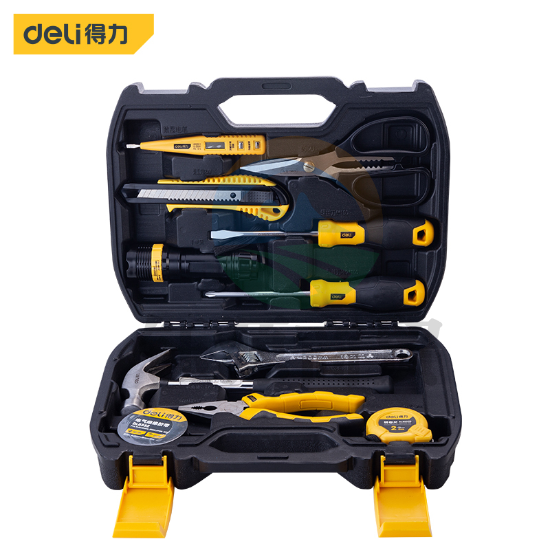 得力DL5962 家用多功能五金工具箱手动工具套装电工工具箱家用应急包11件
