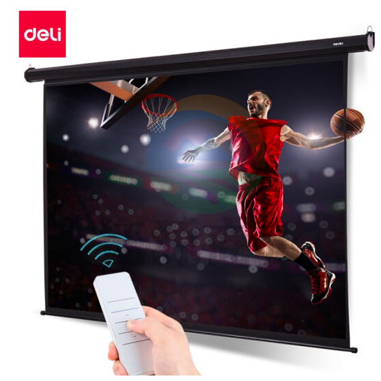 得力(deli) 50442 100英寸 16:10(兼容16:9)遥控电动投影幕布投影布(配有遥控器)