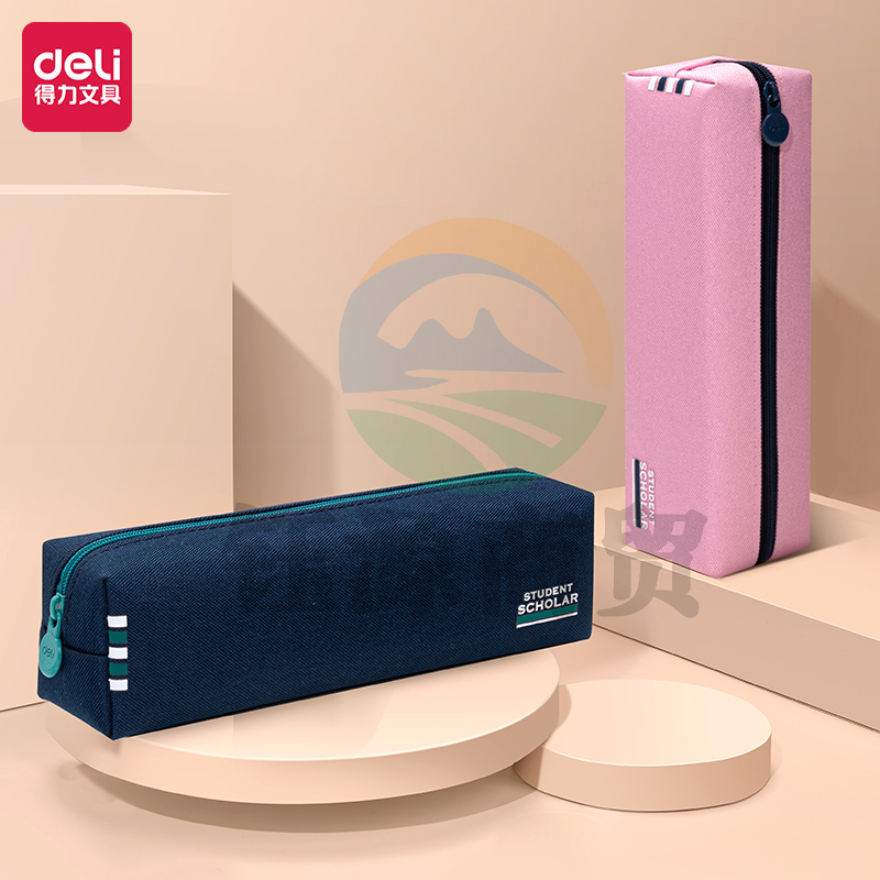 得力（deli）BC151 粉享季双面方形笔袋 高尔夫小方包 粉色一只装