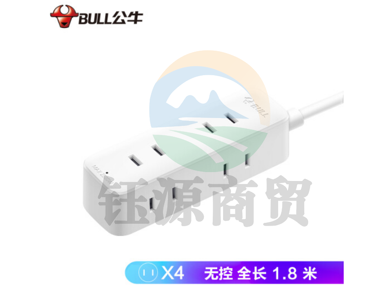 公牛（BULL）GN-A140新国标插座 4位无开关1.8米