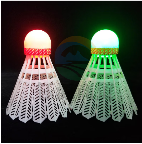  红双喜发光羽毛球室外荧光发亮耐打夜光尼龙塑料羽毛球2只装