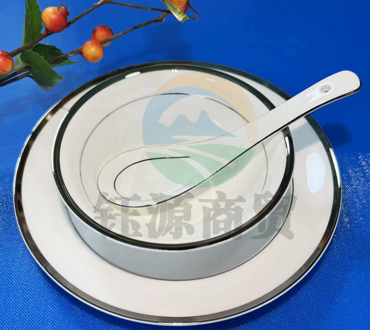 唐山骨瓷4mm双白金线4.5寸反唇碗