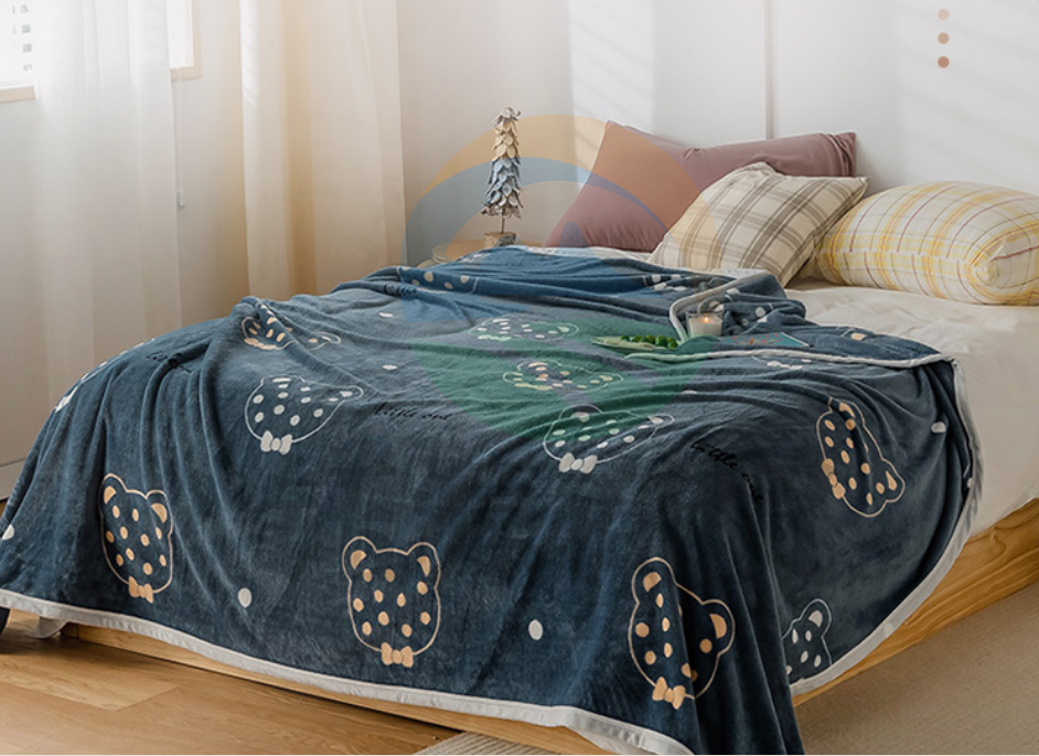 雅鹿·自由自在 加厚法兰绒毛毯 珊瑚绒空调盖毯 180*200cm萌熊森林