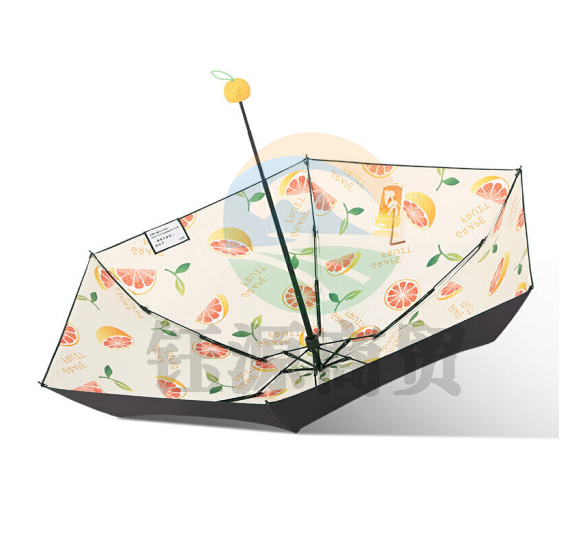 天堂伞 YOUNG水果系列五折口袋遮阳MINI晴雨伞 西柚 50cm*6骨