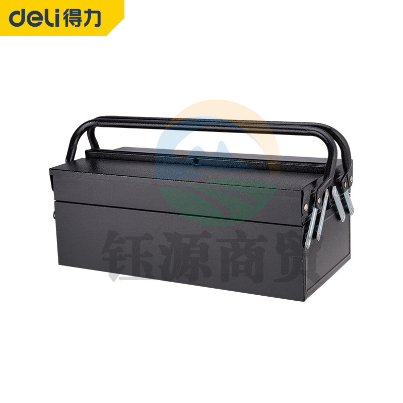 得力DL6231 加厚型金属工具箱双层翻盖设计 双把手家用多功能五金工具收纳盒车载工具盒18英寸