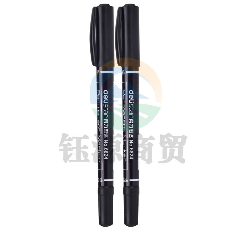 得力思达6826小双头记号笔(黑)(2支/卡)