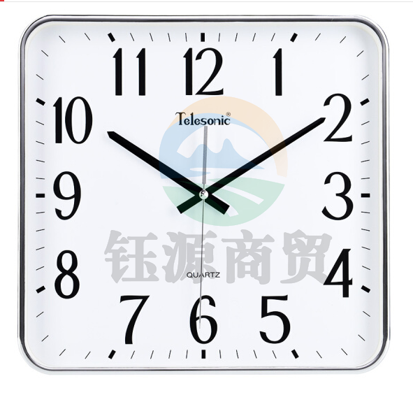 天王星 （Telesonic ）Q0677-2 挂钟13英寸时尚创意客厅时钟表酒店办公静音石英挂表 电镀银